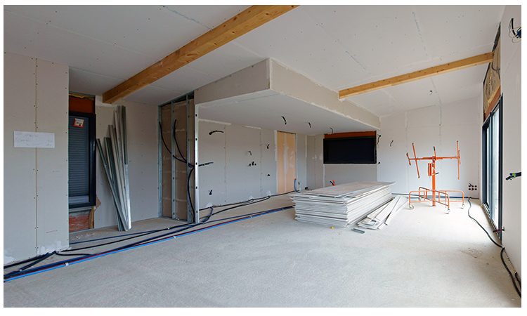 Chantier Kasa Rénovation : cloisons et plafond en plaques de plâtre